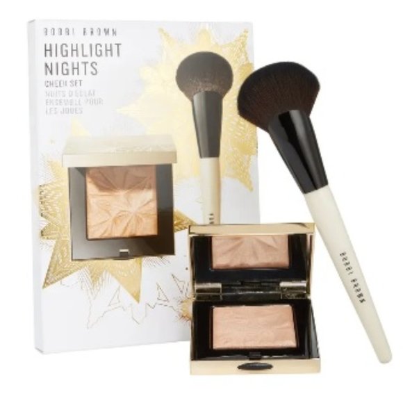 Bobbi Brown Highlight Nights Cheek Set - 2pc, Brush, Illuminating Powder, NEW - Picture 7 of 11
